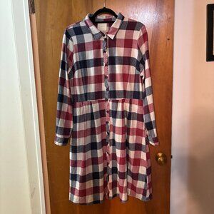 ModCloth Jam Girl Cotton Plaid in Mixed Berry Button Down Dress Size XL